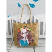 ราคา กระเป๋าสานกระจูดเพ้นท์ลายผู้หญิงดอกไม้ 05 (5170376011)