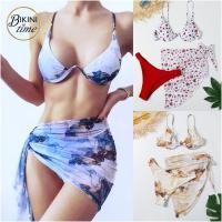 ราคา BikiniTime (S,M,L) SB183 มี4สี บิกินี่ ชุดว่ายน้ำทูพีซลายหินอ่อน พร้อมผ้าผูกเอว บรามีฟองน้ำเสริม ชุดเที่ยวทะเล (12474258869)