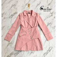 ราคา มินิเดรสทรงสูท แขนยาว คอปก ผ่าหน้าติดกระดุม มาพร้อมผ้าคาดเอวติดกระดุมเพชร แต่งกระเป๋าหลอก สวยตรงปก งานพรีเมียมสุดๆ (3760704367)