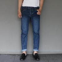 ราคา Pom N Jeans กางเกงยีนส์ชายขากระบอกเล็กผ้าไม่ยืดสีฟ้า (6282097200)