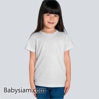 ราคา เสื้อยืดเด็ก เสื้อพละเด็ก คอกลม สีขาวล้วน ผ้า Cotton 100% TS0001 (7143345570)