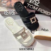 ราคา พร้อมส่งจากกทม. แตะเพชร รองเท้าแตะ เพชร 4 เหลี่ยม สูง 1 นิ้ว รองเท้าแฟชั่น (22751921169)