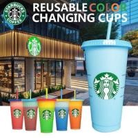 ราคา ⭐แก้ว​น้ำ​เปลี่ยน​สี​รียูส​ starbucks​5ใบ​ (5014587572)