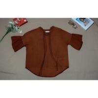 ราคา เสื้อเชิ้ตแขนสั้น แต่งคอเสื้อผูกเชือก สีส้มอิฐ (14489139589)