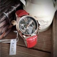 ราคา GEDI Watch หน้าปัดสไตล์ MK สุดฮิต สายหนังสีแดง- หน้าปัดดำ สินค้าของแท้ พร้อมกล่องแบรนด์ กันน้ำได้ (1271966553)