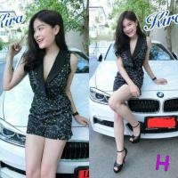 ราคา ราคา 350 บาท Jumpsuit ปริ้นลายกระต่าย Playboy 3D มิติชัดสวย ด้านหลังพื้นดำทรงปาดคอวี ตัดขอบดำสามเหล (16884657)