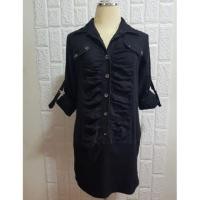 ราคา เสื้อเชิ้ตแขนยาว สีดำ ใส่เป็นมินิเดรส อก 36นิ้ว (1668981666)