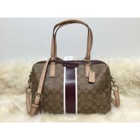 ราคา Impcoachza พร้อมส่ง กระเป๋าสะพายCoach รุ่น Signature Stripe Nancy Satchel Satchels Color Silver/Khaki/Sherry F30662 (895143722)