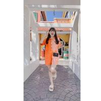 ราคา จั้มส้ม จั้มขาสั้น จั้มหมีคอปก (21090246171)