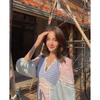 ราคา ทักก่อนสั่งเดรสลายสก็อต 3โทน สีพาสเทล แต่งลูกไม้ฉลุ SML MUSE (16056167141)