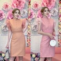 ราคา (L,xl) เดรสสั้น เดรสลูกไม้ ผ้านิ่ม ใส่สบาย ทรงสวย เดรสออกงาน งานบวช งานแต่ง งานป้าย love lady (18334814542)