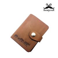 ราคา กระเป๋าใส่บัตรแข็งหนังแท้ งานแฮนเมด ลวดลายช้าง (368524378)