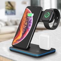 ราคา แท่นชาร์จไร้สาย 3-in-1 Wireless Charger Stand สำหรับโทรศัพท์ รองรับ fast charge สูงสุด (20183019930)