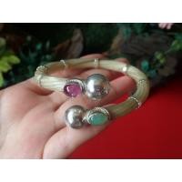 ราคา กำไลหางช้างหุ้มเงินแท้ พลอยทับทิม หยกพม่า (21432209007)