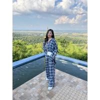 ราคา ชุดเซทลายสก็อตสีฟ้า ฟรีไซส์ (12381868723)