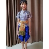 ราคา ชุดราชปะแตนแขนสั้นสำหรับเด็ก/ชุดราชปะแตนเด็กเสื้อลายไทยพิมพ์ทอง (1624004472)