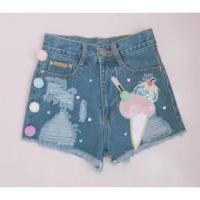 ราคา กางเกงยีนส์ขาสั้น ไอศกรีม งานป้าย แบรนด์ Macaron (1268565702)