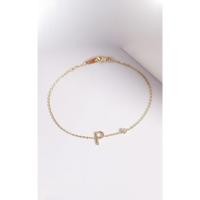ราคา Grace Fine Jewelry สร้อยข้อมือทองแท้ 9K P Alphabet เพชรมินิมอล (22567013272)