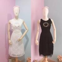 ราคา เดรสแขนกุดทรงยาว งานป้าย แบรนด์ macaron (766850097)