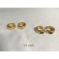 ราคา *เก็บโค้ดส่งฟรี* ต่างหูทอง ต่างหูเงิน Earrings hoop 18K gold ต่างหูสีทองห่วงกลมแต่งอะไหล่พลอยสีขาว /สีนิล ไม่ลอก ไม่ดำ (17879315667)