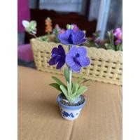 ราคา ดอกไม้จิ๋ว ปั้นจากดินญี่ปุ่น ดอกกล้วยไม้สีม่วง (11611906929)