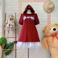 ราคา มินิเดรสผ้าคอตตอนยืดสีแดงเลือดหมู (17186717449)