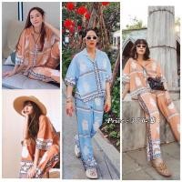 ราคา ชุดเข้าเซทผู้หญิง ชุดเซท 2 ชิ้น เสื้อแขนสั้น+กางเกงขายาว ชุดแม่อั้ม (5564722074)