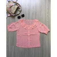 ราคา เสื้อชีฟองแขนสั้นสีโอรส (5195094806)