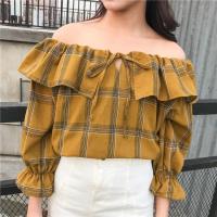 ราคา พร้อมส่ง! เสื้อปาดไหล่ ลายสก็อต [ส่งฟรี] (1356032987)