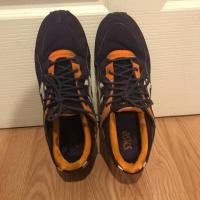 ราคา รองเท้าผ้าใบ Asics รุ่น Gel-Lyte V ไซร้ 45 29cm สีม่วง ขอบส้ม กันน้ำได้ (1243147686)