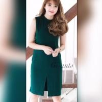 ราคา เดรสแขนกุด ผ่าหน้า งานผ้าร่อง (917074247)