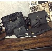 ราคา ซื้อ 1 ได้ถึง 4 กระเป๋าสะพายหนังทรงสวย + กระเป๋าใบเล็ก สีดำ พร้อมส่ง black (5833958859)