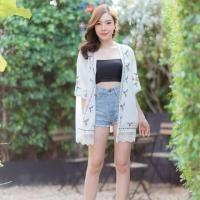 ราคา เสื้อคลุมปักลายดอก ผ้าสปัน (1810633277)