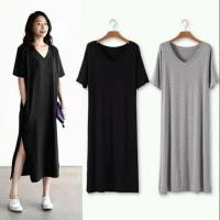 ราคา เดรสยาวผ่าข้าง คอวี สาวอวบอ้วน คนท้องใส่ได้จ้า (2164686184)
