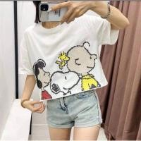 ราคา เสื้อ Crop ลายนุ้งสนุปปี้ งานสกรีนพิมพ์ลายแน่นๆ ใส่กับกางเกงขาสั้นเกร๋ๆ แมทซ์ง่าย (11122575532)