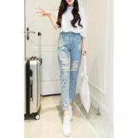 ราคา กางเกงแฟชั่น ขายาว แต่งขาดเซอร์ สียีนส์ (80457012)