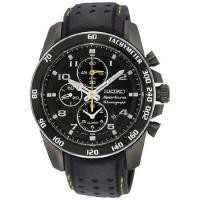 ราคา Seiko Sportura Black Dial Black Leather Band Mens Watch SNAE67P1 (23819323625)