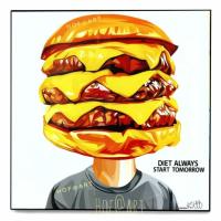 ราคา รูปภาพ Hamburger แฮมเบอร์เกอร์ Diet always start tomorrow รูปภาพ​ติด​ผนัง​ pop art รูปภาพ กรอบรูป​​ ของขวัญ แต่งบ้าน (22884291878)