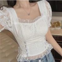 ราคา เสื้อลายฉลุ สีขาว แต่งลูกไม้ (4216932916)