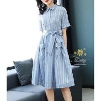 ราคา เสื้อผ้าแฟชั่นสไตล์เกาหลี ชุดเดรสยาวDress ชุดเดรสสวยเพรียวสุดชิค Size L สีฟ้าริ้วขาวพร้อมส่งสวยเหมือนแบบ (1380969283)