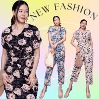 ราคา ป้าย Mirrorsister 20615.2 จัมพ์สูทลายดอก ทรงโคร่งๆหลวมๆ ช่วงบนเป็นแขนสั้นคอวี มีสายติดอยู่กับชุดให้ผูกเอวได้ตามสไตล์ (21577126515)