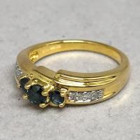 ราคา จิวเวอร์รี่มือสอง ของแท้ แหวนทองคำฝังไพลินแท้ ยุโรปสไตล์ ฝังเพชรแท้รวม 0.10 กะรัต (4044663405)