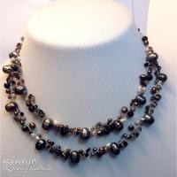 ราคา ชุดสร้อยคอมุกน้ำจืดดำแท้ คริสตัล Necklace Freshwater black pearl crystal (7952740408)