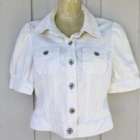 ราคา เสื้อแจ็คเก็ตยีนส์ สีขาว (1597079605)
