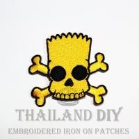 ราคา ☠ ตัวรีดติดเสื้อ งานปัก ลาย หัวกะโหลก การ์ตูน สัญลักษณ์ Bart Simpson Skull Patch WOP DIY ตัวรีด อาร์มติดเสื้อ กระเป๋า (15723136840)