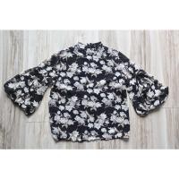 ราคา เสื้อชีฟองลายดอก สีดำ มียางยืดรัดช่วงแขน ให้แขนดูพองขึ้น มือสอง (15321034166)