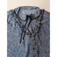 ราคา เสื้อทำงาน เสื้อชีฟอง ลายดอก สีน้ำเงิน (18989686366)