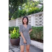 ราคา New jumpsuit จั๊มสูทขาสั้นคอป้าย แขนตุ๊กตา งานจั้มสูทลายกราฟฟิก (4138648441)