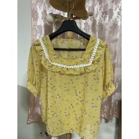ราคา เสื้อชีฟอง แขนสั้น คอสี่เหลี่ยม สีเหลืองมัสตาร์ด มือสอง (10602511903)