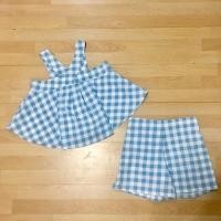 ราคา ชุด set 2 ชิ้น เสื้อ+กางเกง ลายสก๊อตสีฟ้า (2343667989)
